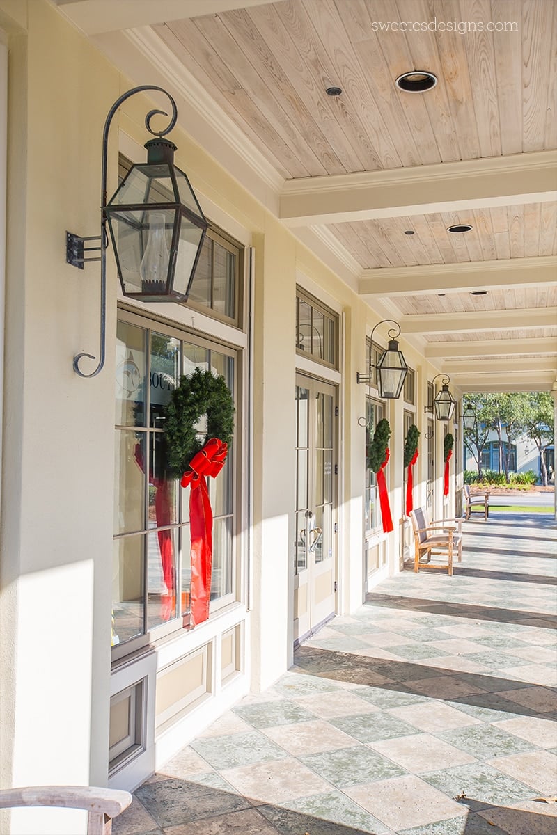 Shops in watercolor florida at Christmas