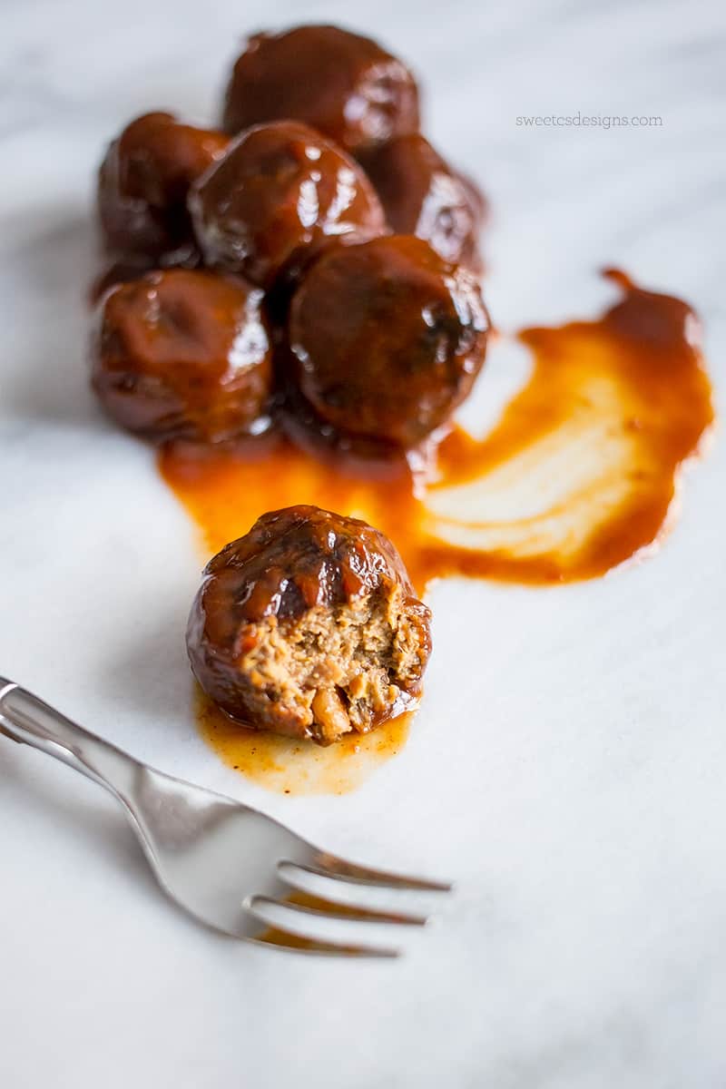 meatballs in bbq sauce on a plate