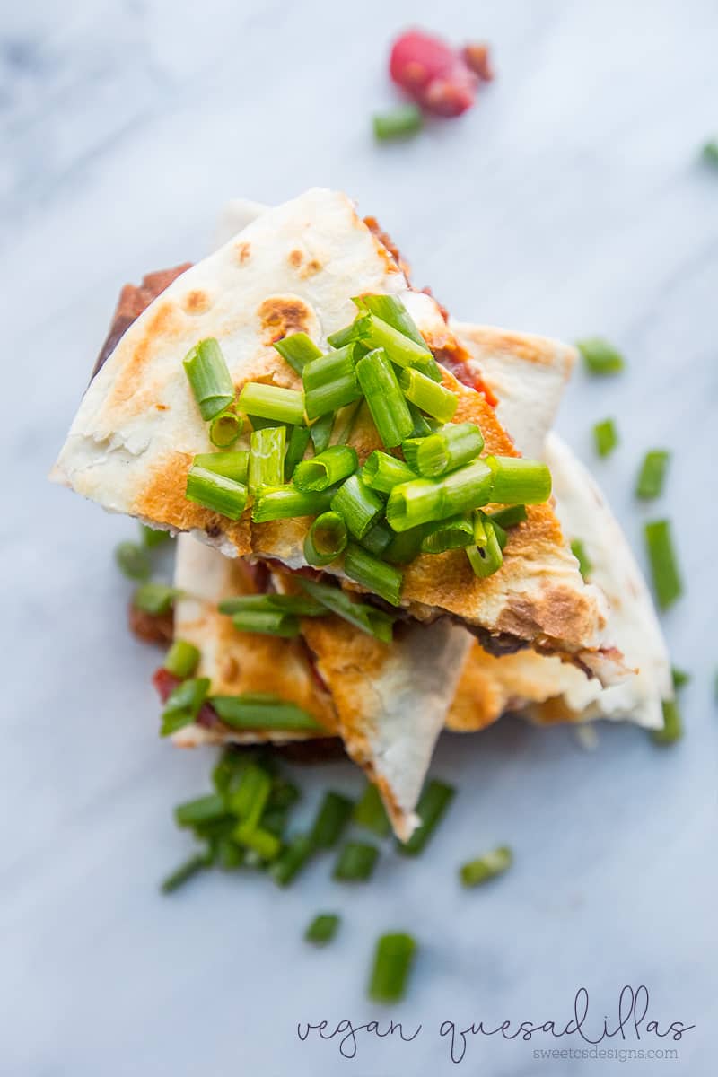These vegan quesadillas are so delicious- tons of meaty flavor and so good!
