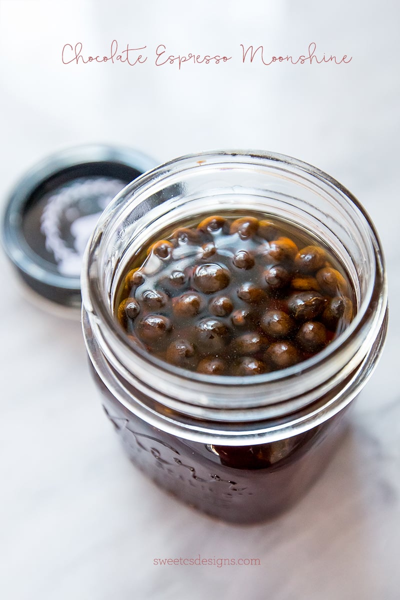 jar with coffee beans in vodka