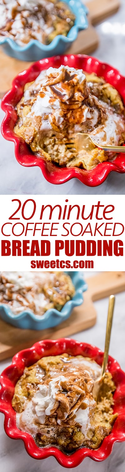 This delicious coffee soaked bread pudding is so tasty and easy!