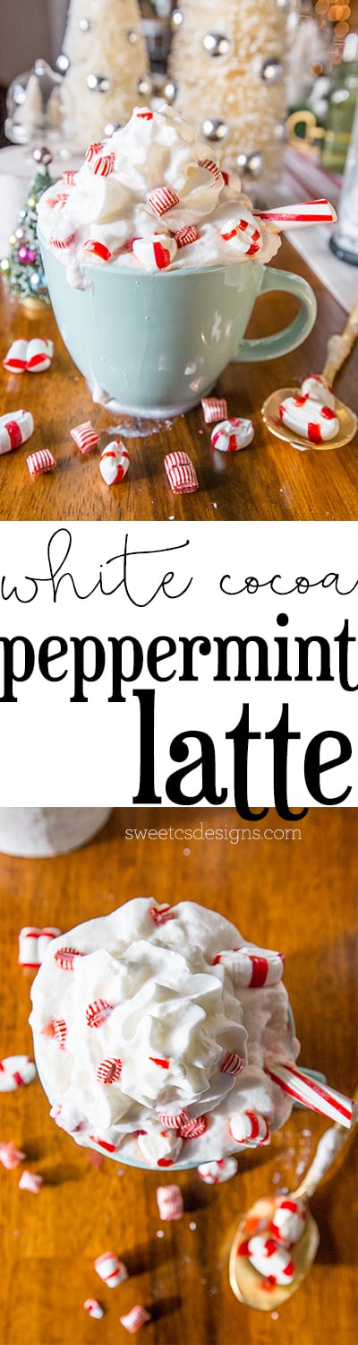 White chocolate peppermint latte- this is the most delicious, festive drink ever!