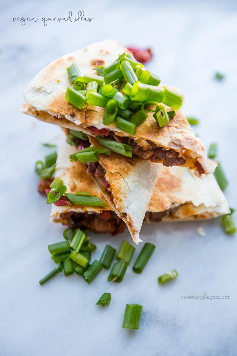 delicious meaty quesadillas- that are totally meat and dairy free!