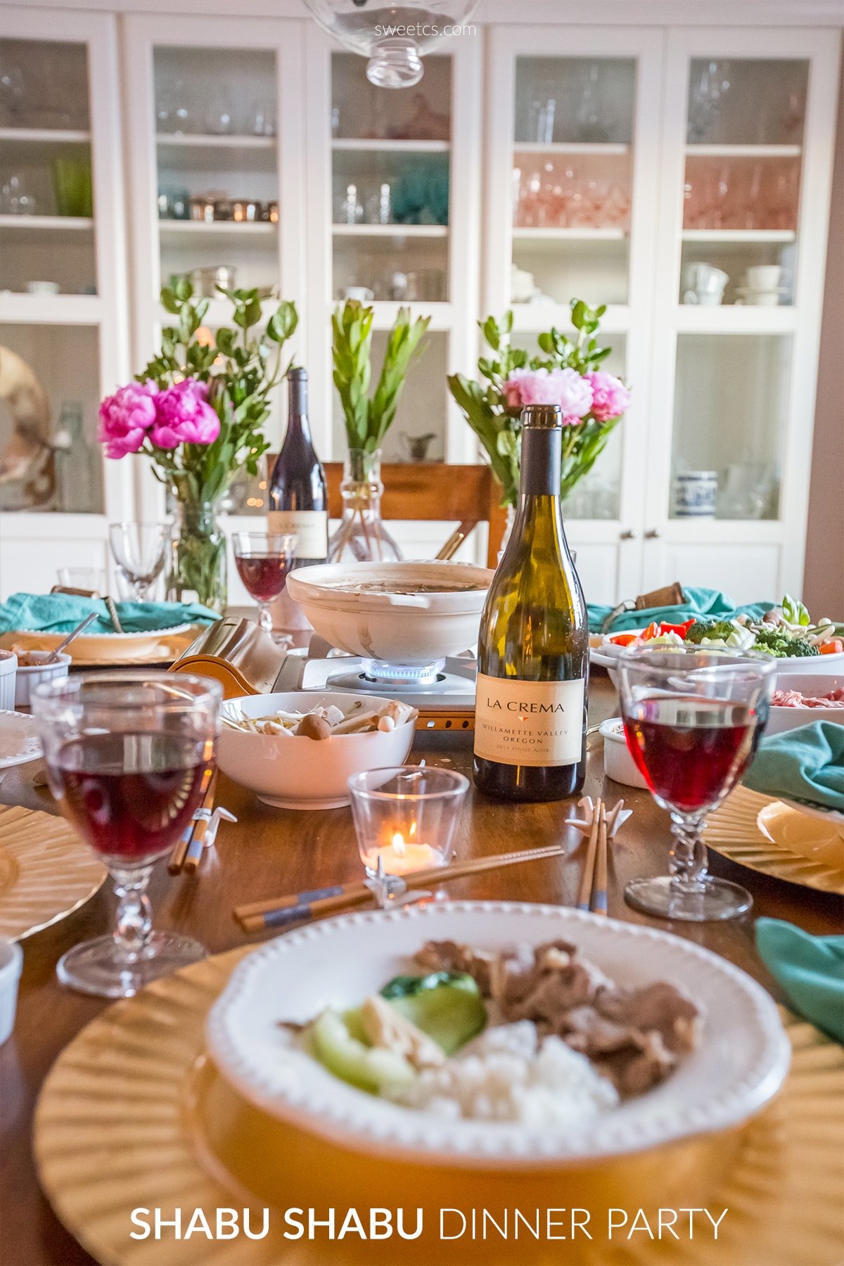 Table set for shabu shabu dinner party 