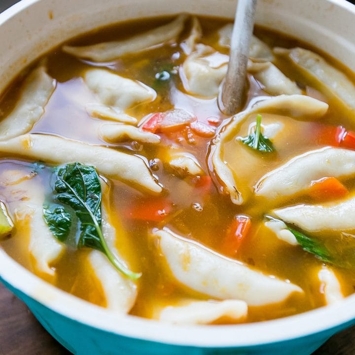 A 15-minute potsticker soup.