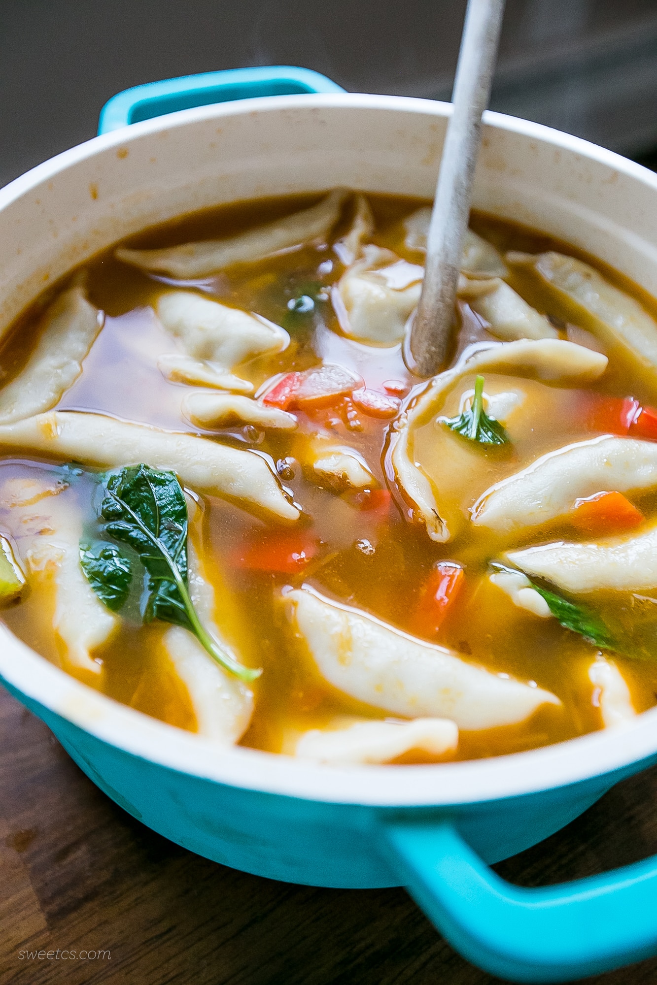 One pot potsticker soup- this delicious dinner takes ony 15 minutes!