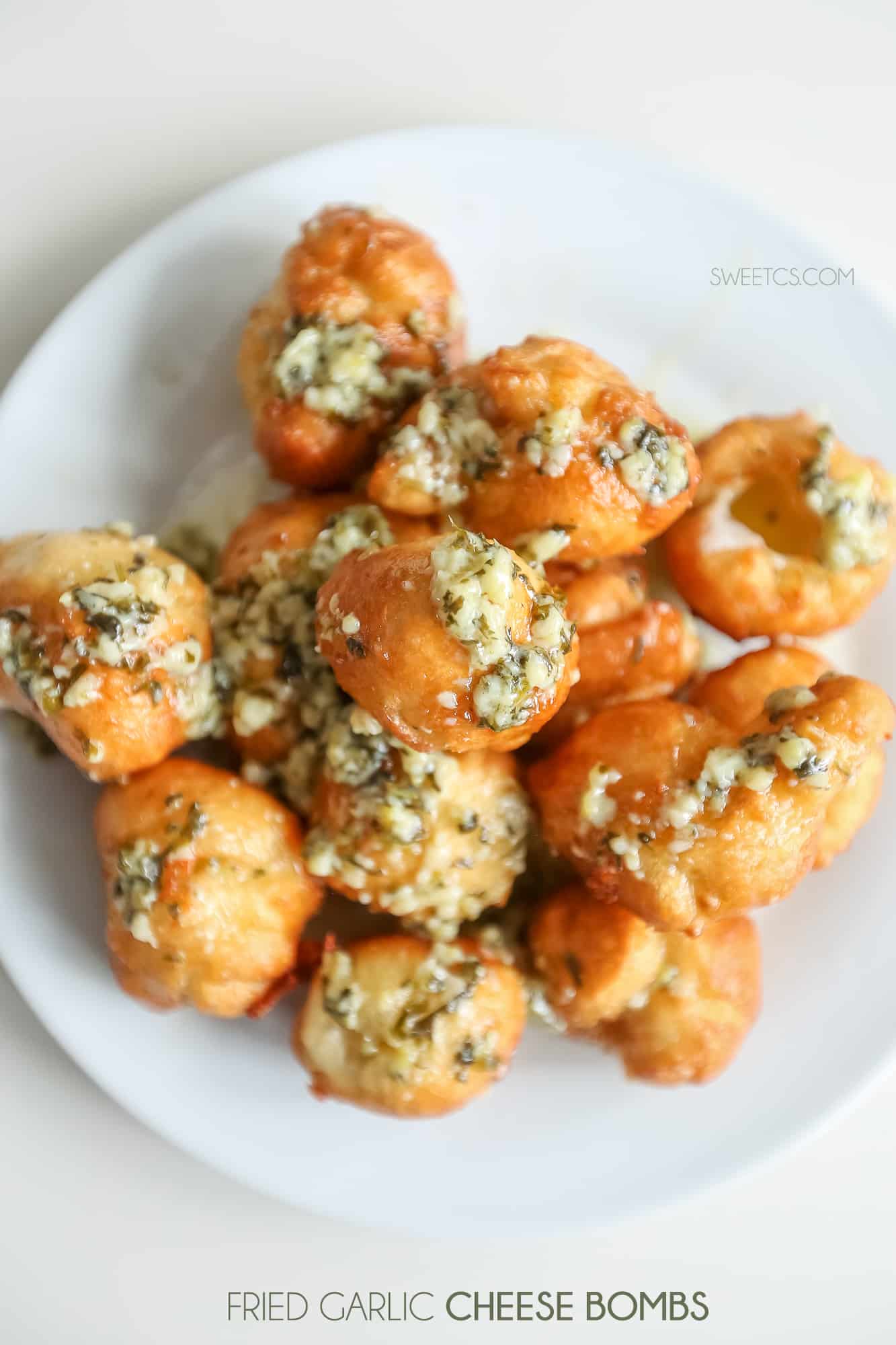 garlic cheese bombs- these are easy fried appetizers that are so good!