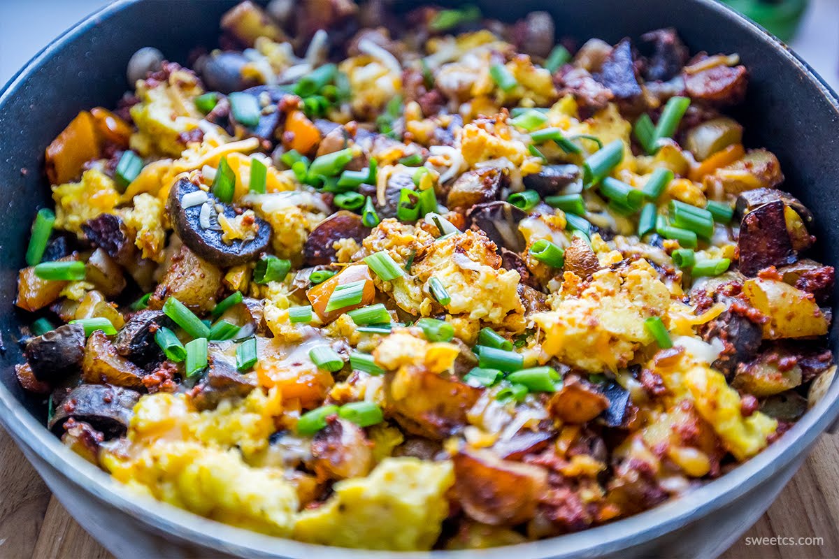 Cheesy Chorizo Egg and Potato Skillet Sweet Cs Designs
