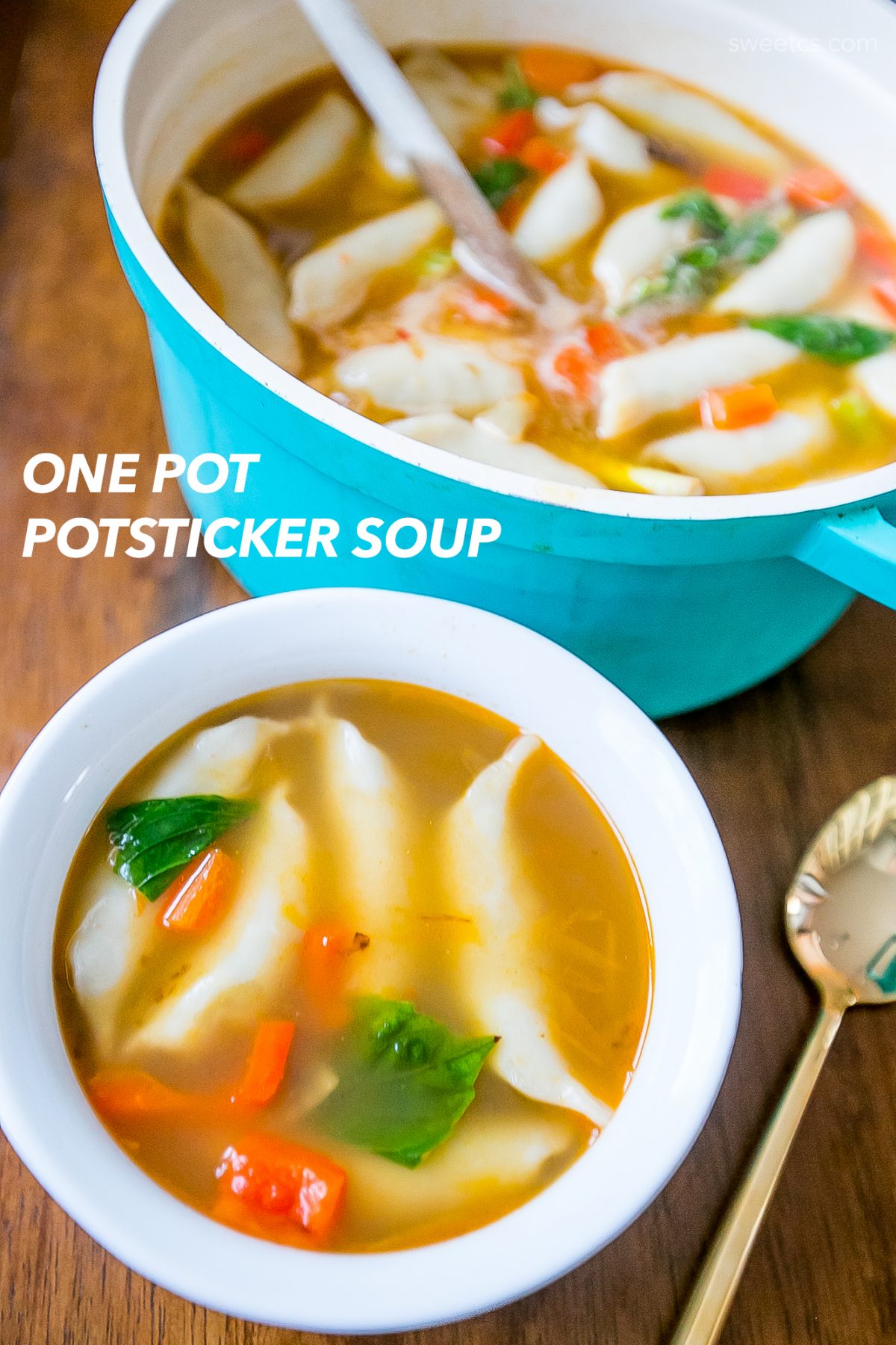 One Pot 15 Minute Potsticker Soup Sweet Cs Designs