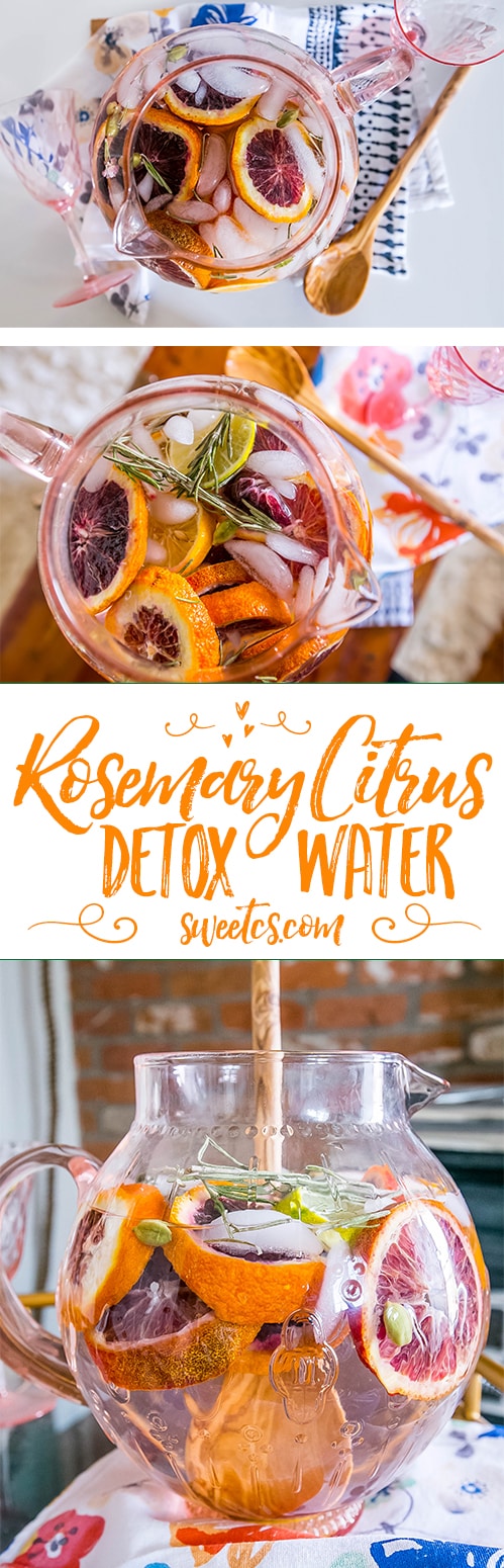 Detox water with a pink twist- this rosemary citrus detox water is so good!