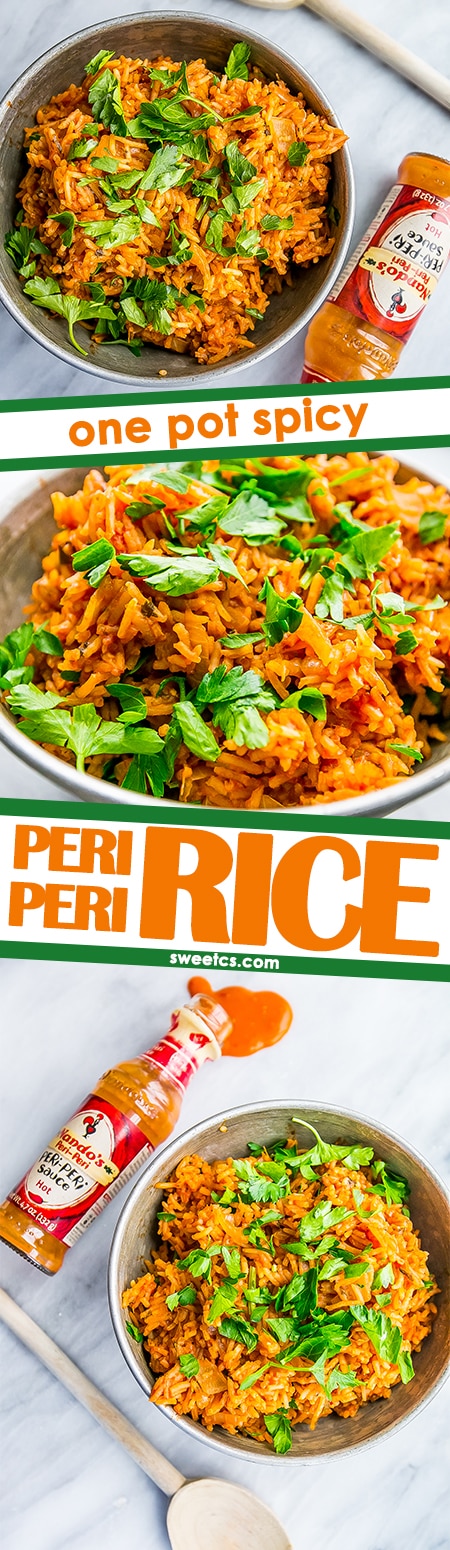 One pot spicy peri peri rice- this is such a delicious flavorful twist on spicy rice!