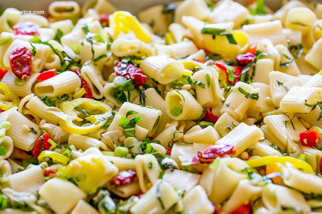 Antipasti pasta salad- vegan and perfect for a crowd!