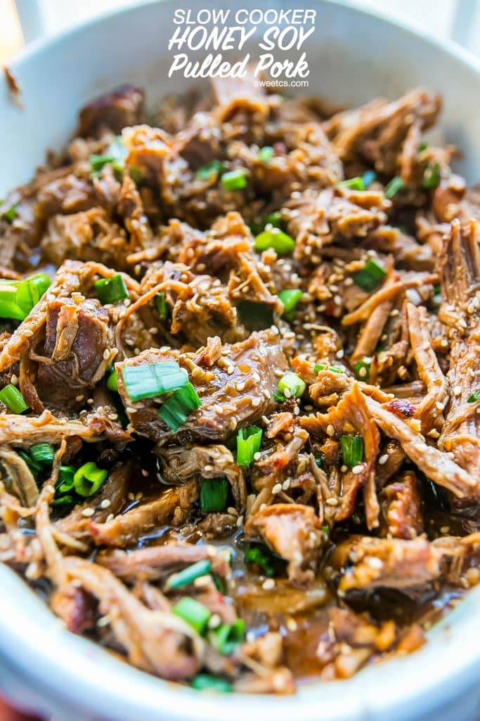 My favorite pulled pork recipe ever - this honey soy pulled pork is SO good!
