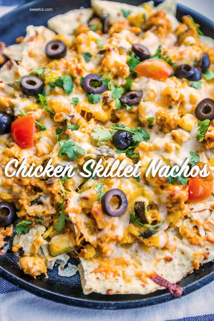 These chicken skillet nachos - made with easy slow cooker chicken taco bowls- is to die for!!!