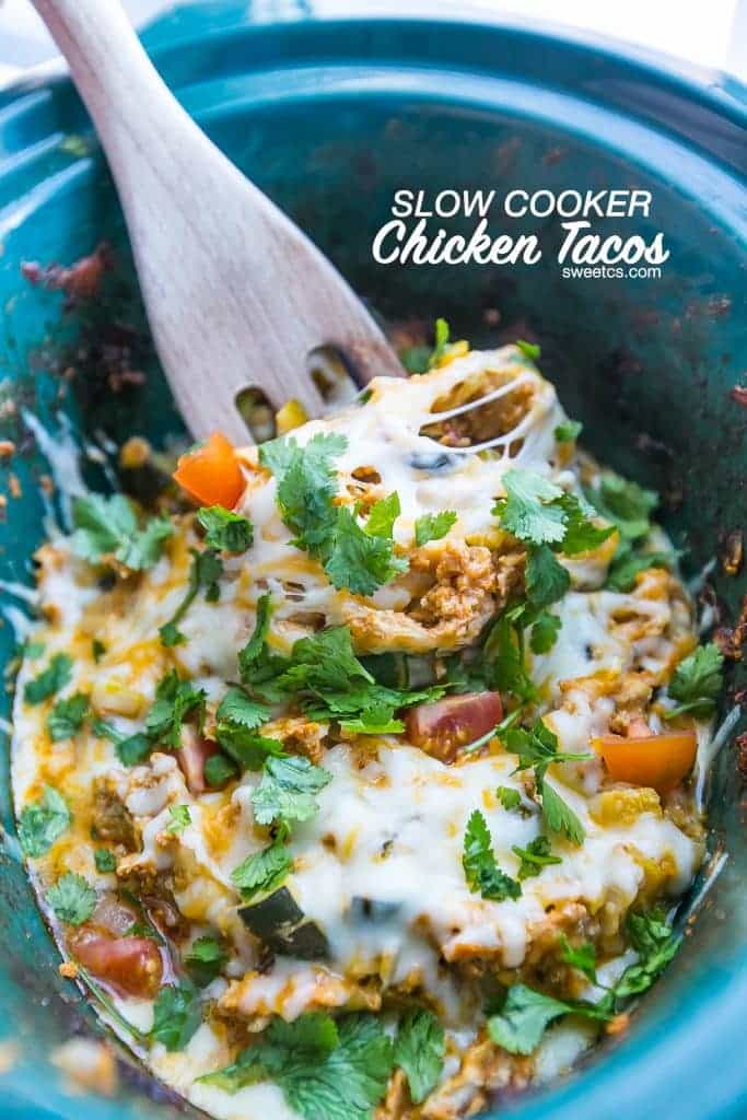 These slow cooker chicken tacos are so delicious!