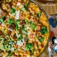 One Pot Creamy Sausage Pasta Skillet-image