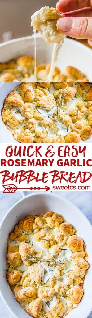 This quick and easy rosemary garlic bubble bread is so delicious and tasty- perfect for parties!