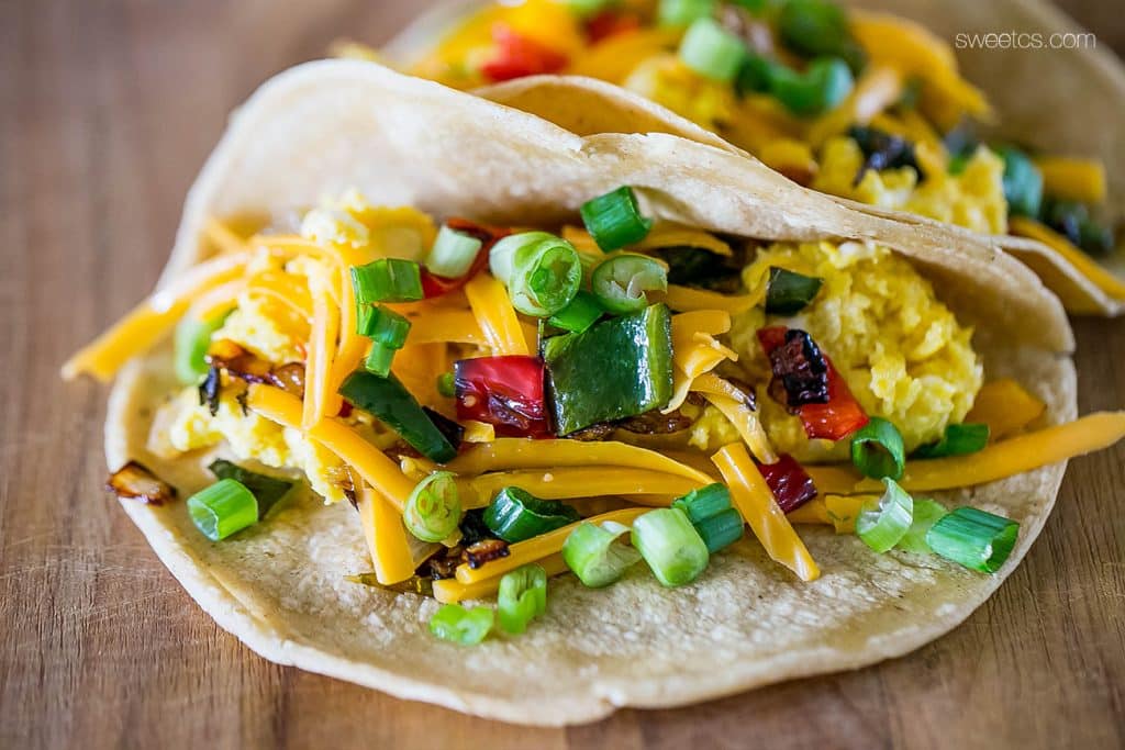 These breakfast tacos are so good- love the roasted poblanos!