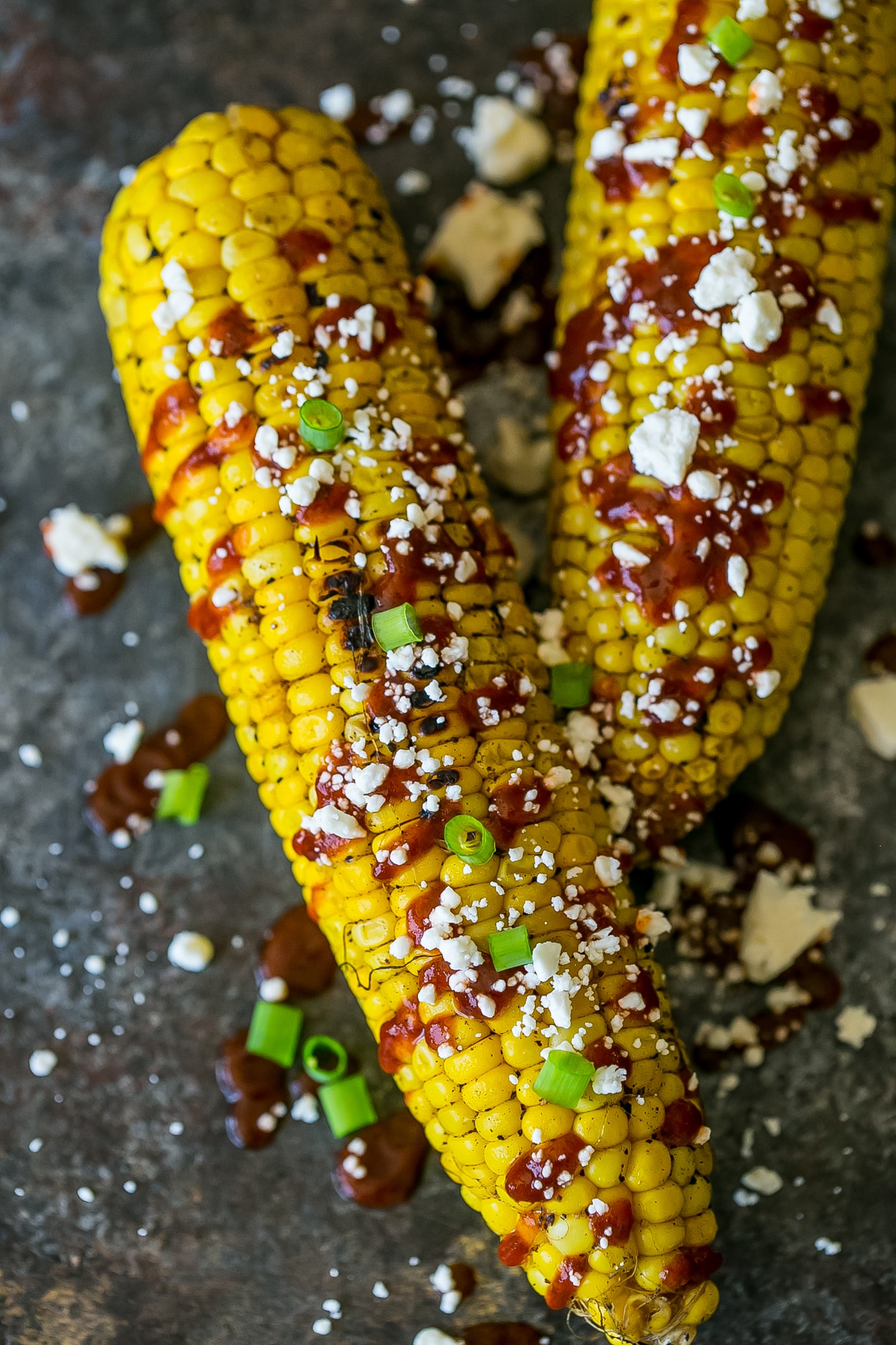 sriracha and cotija grilled corn on the cob - a quick delicious street style corn 