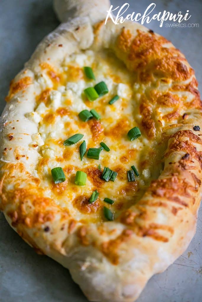 Khachapuri- delicious Georgian cheese bread. You won't believe how easy this savory bread is!!