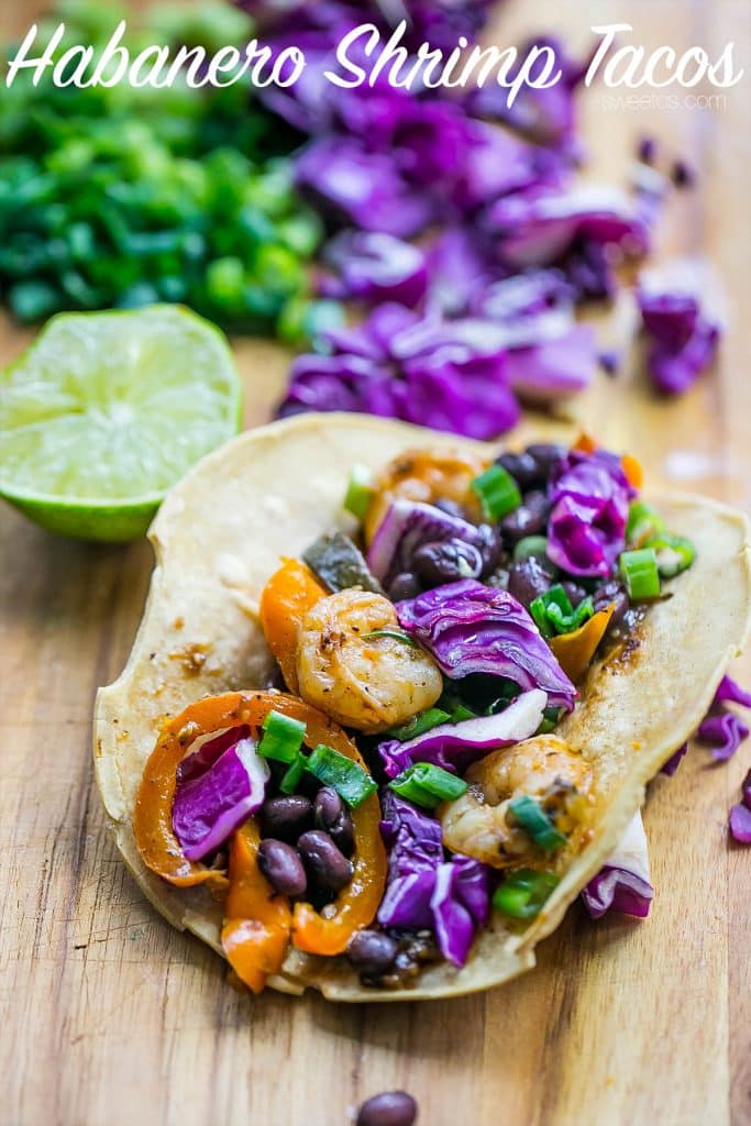 These habanero shrimp tacos are so delicious, spicy, and perfect!