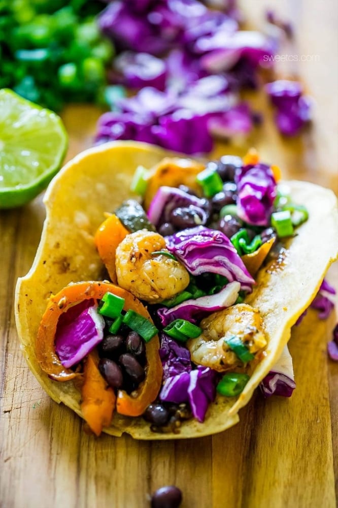 Roasted Habanero and Tomatillo Shrimp Tacos