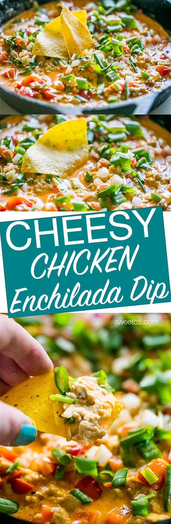 This cheesy chicken enchilada dip is SO good!