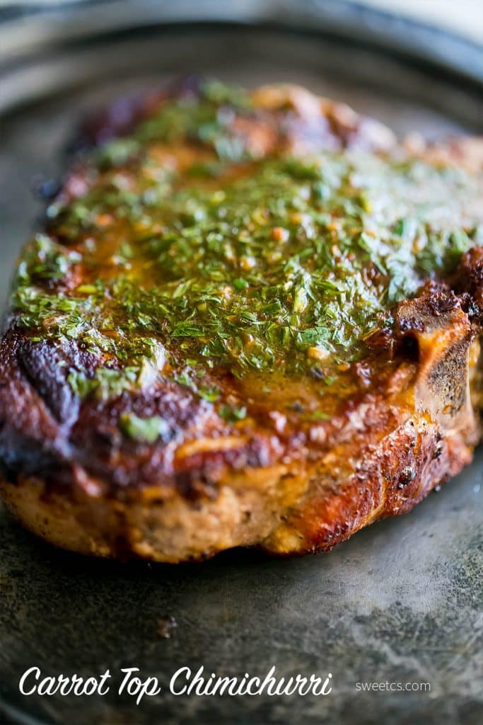This chimichurri is so full of flavor- from fresh carrot tops!