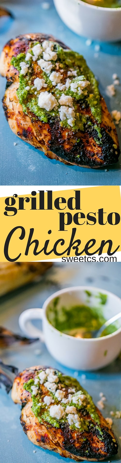 grilled chicken with pesto and cheese