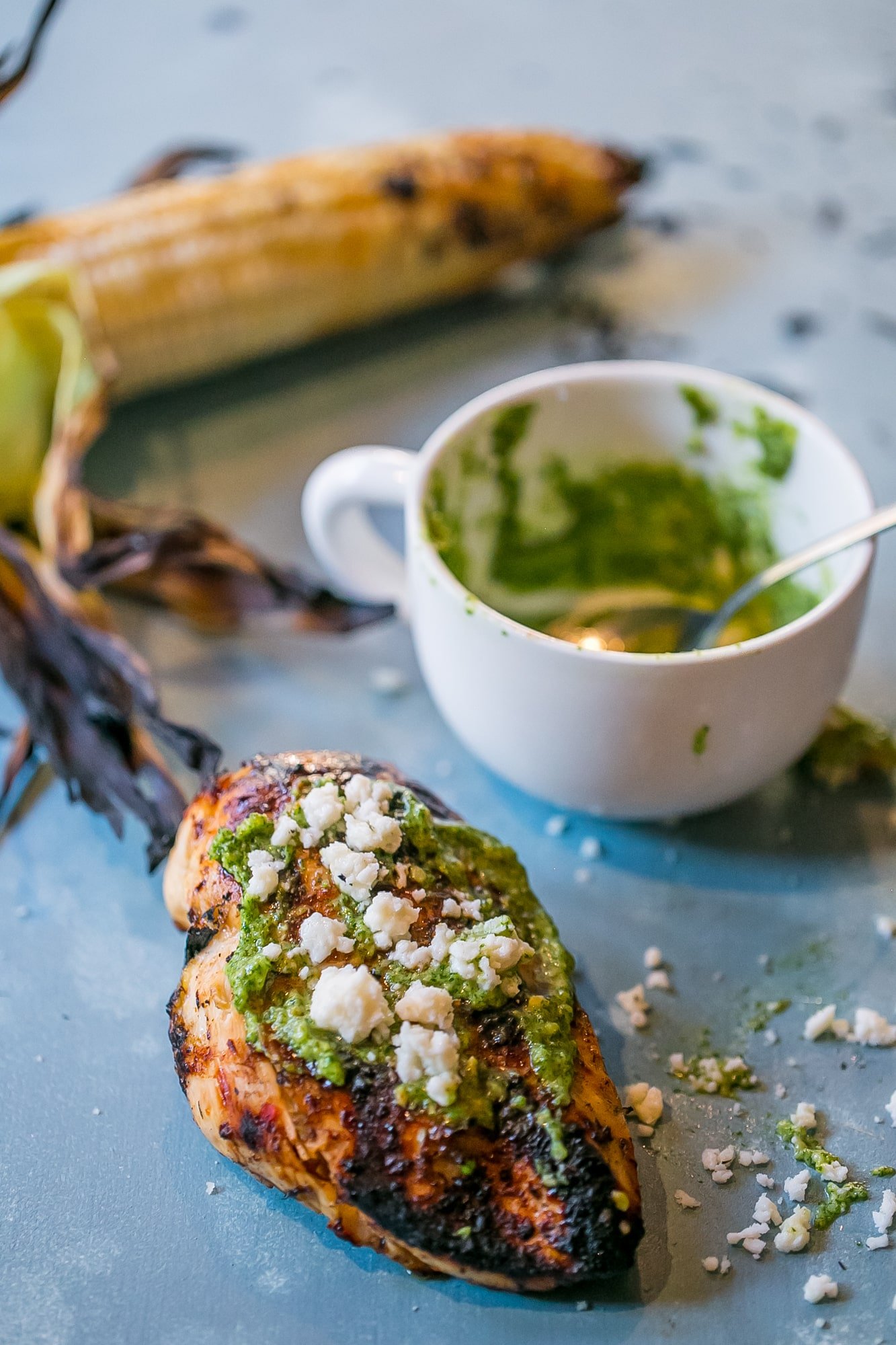 grilled chicken with pesto and cheese