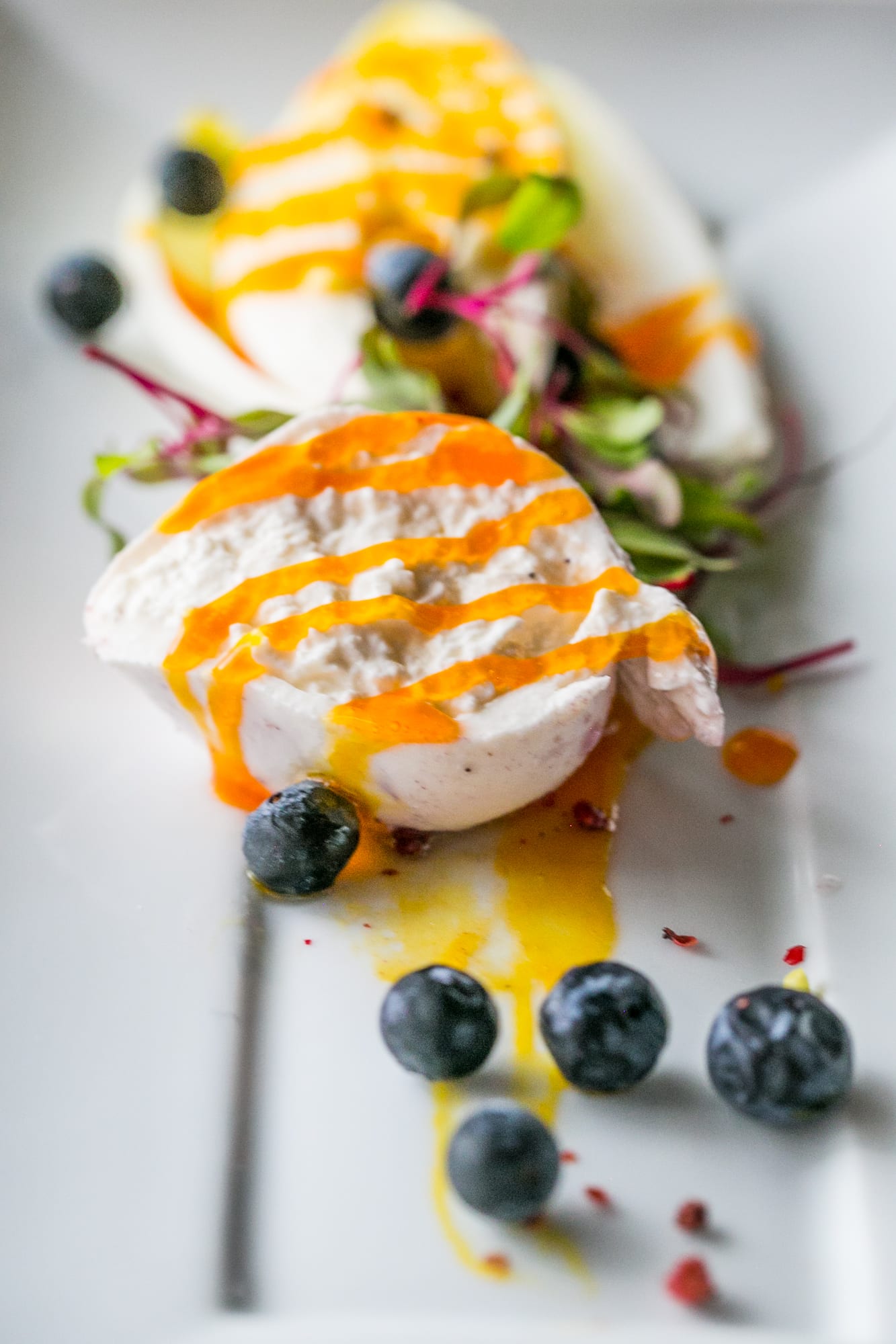 Buratta with blueberry and endive salad, Rosso Kansas City