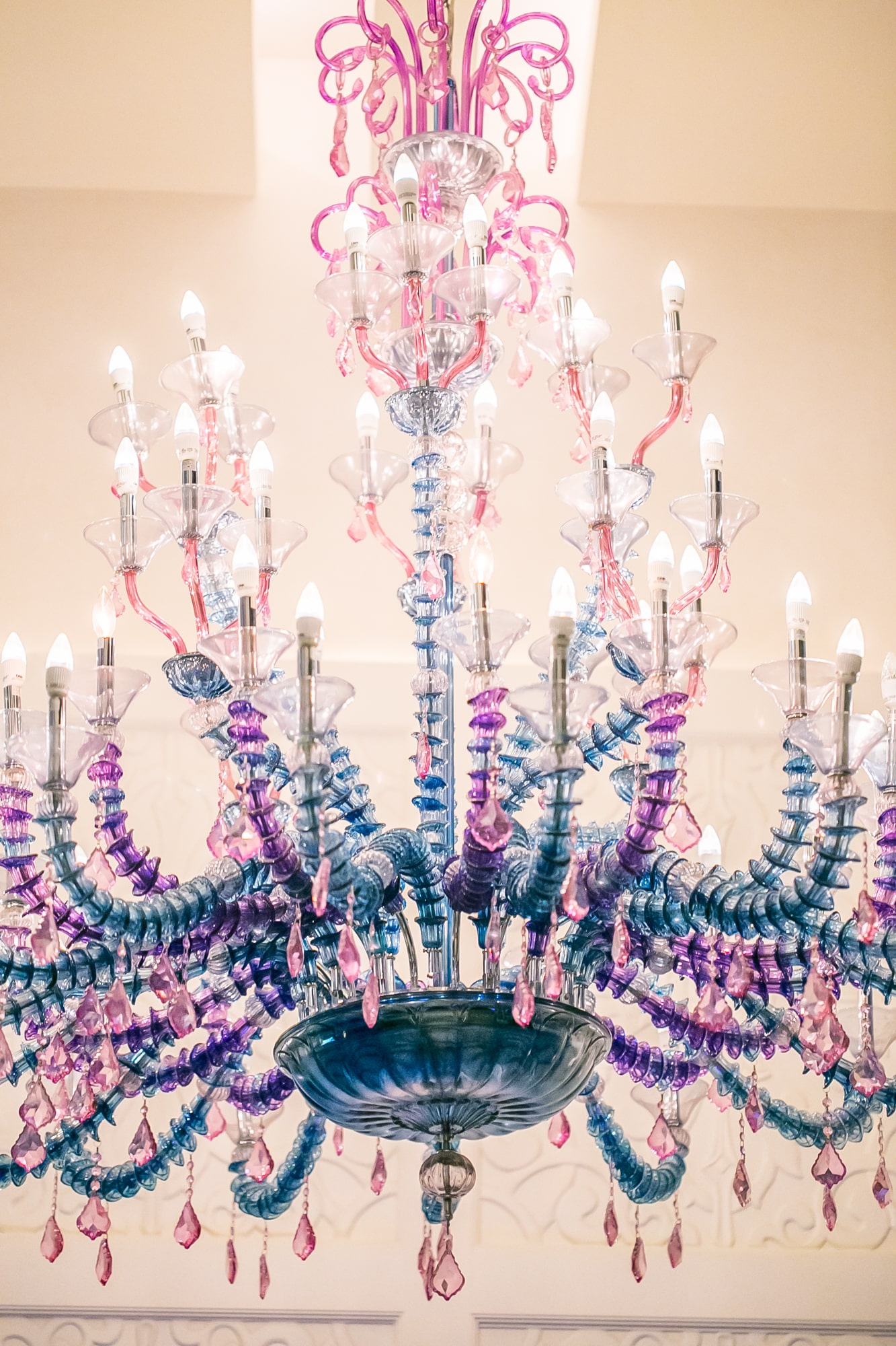 Bright colored chandelier, Hotel Sorella Kansas City