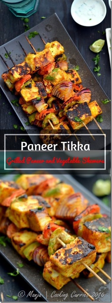 Paneer Tikka - Grilled Paneer and Vegetable Skewers - Cooking Curries