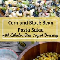 Corn and Black Bean Pasta Salad with Cilantro Lime Yogurt Dressing