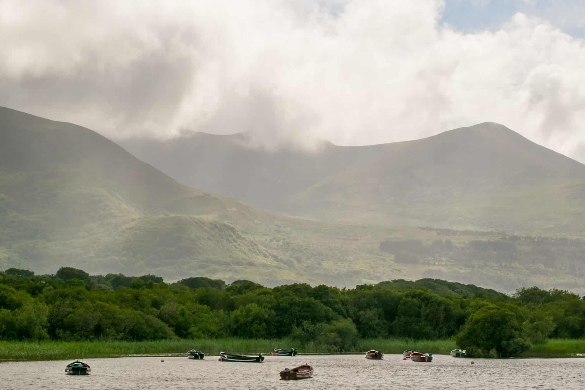 Boats on Loch Lein, Killarney Ireland