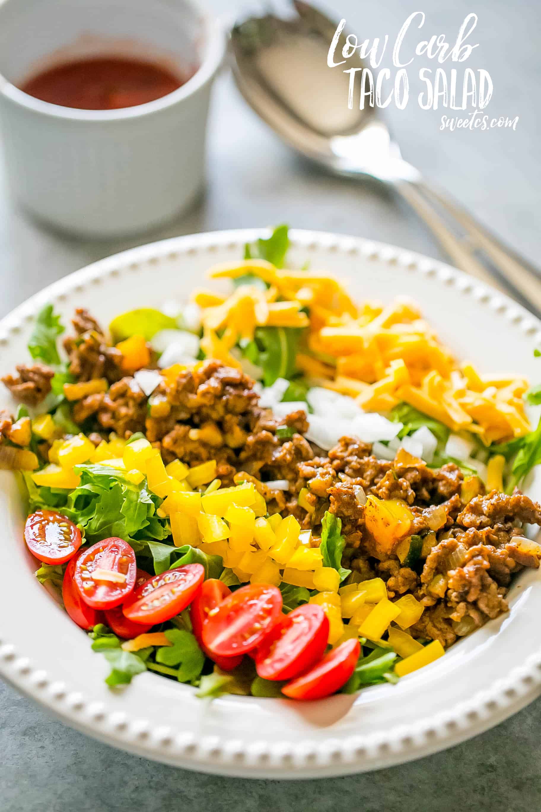 This low carb taco salad is light, refreshing, full of flavor, and SO easy!