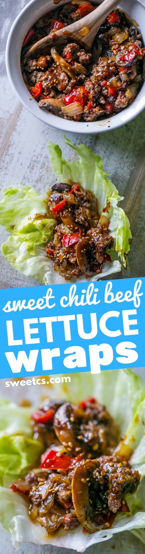sweet chili beef lettuce wraps - simple and so delicious! 