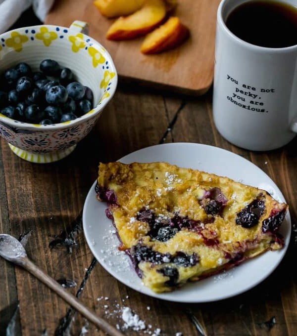 Peach and Blueberry Dutch Baby Oven Pancakes