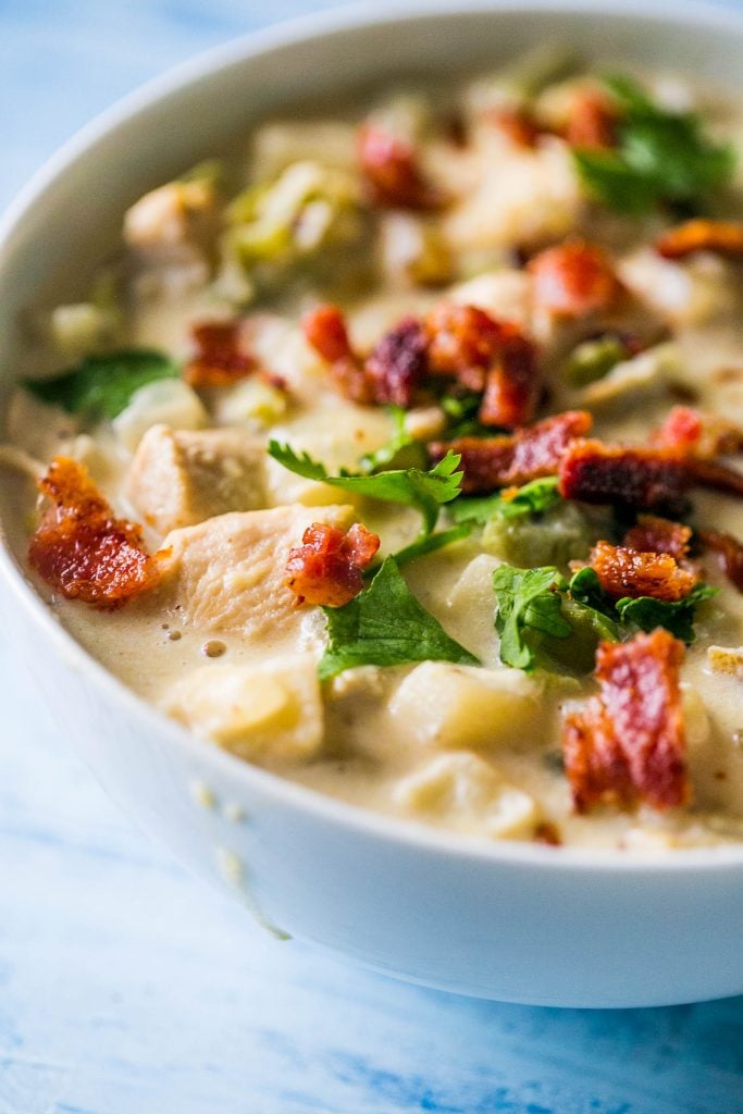 One Pot Creamy Chicken and Potato Chowder with Bacon - Sweet Cs Designs