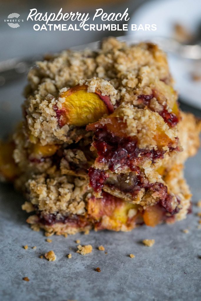 These raspberry peach oatmeal crumble bars are my favorite!
