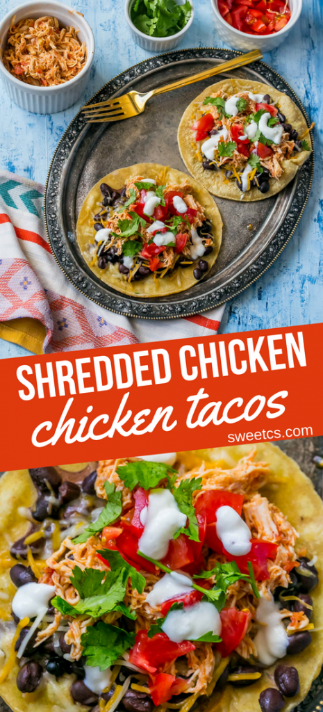 Shredded Chicken Green Chili Tacos