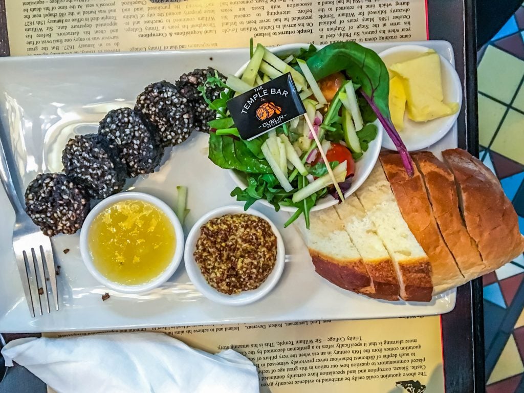 black pudding at the temple bar, ireland