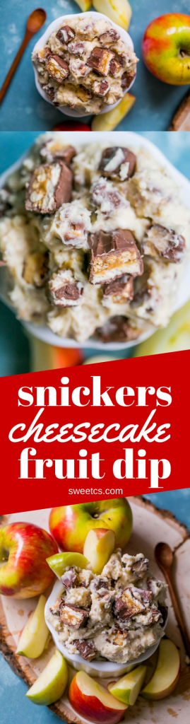 snickers fruit dip with bits of snickers in it. 