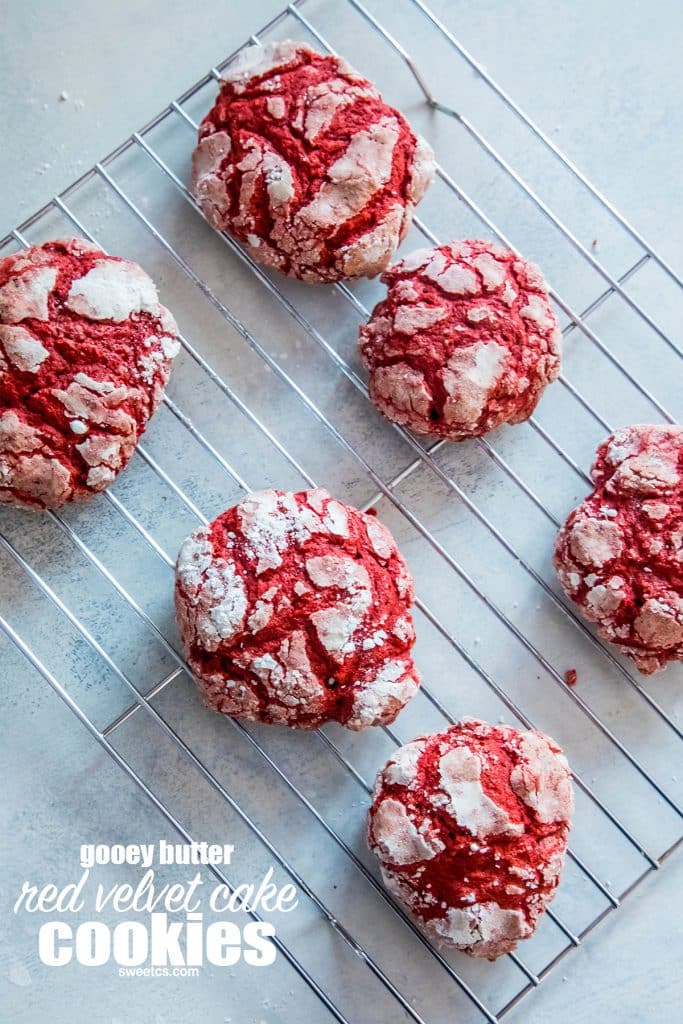 red velvet cake cookies ion a cooling rack