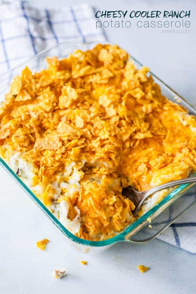 creamy casserole with chips on top