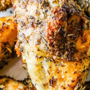 Greek Roasted Chicken drizzled with fragrant herbs.