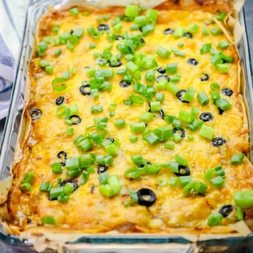 Easy Chicken Enchilada Pie Bake Green Chile Cheesy Layered Enchilada Pie Casserole