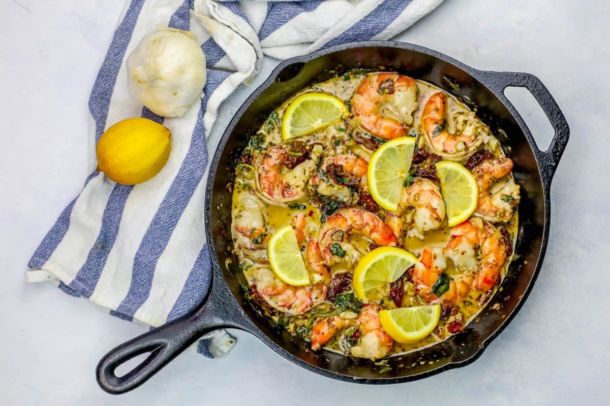 One Pot Creamy Shrimp Florentine Skillet Recipe
