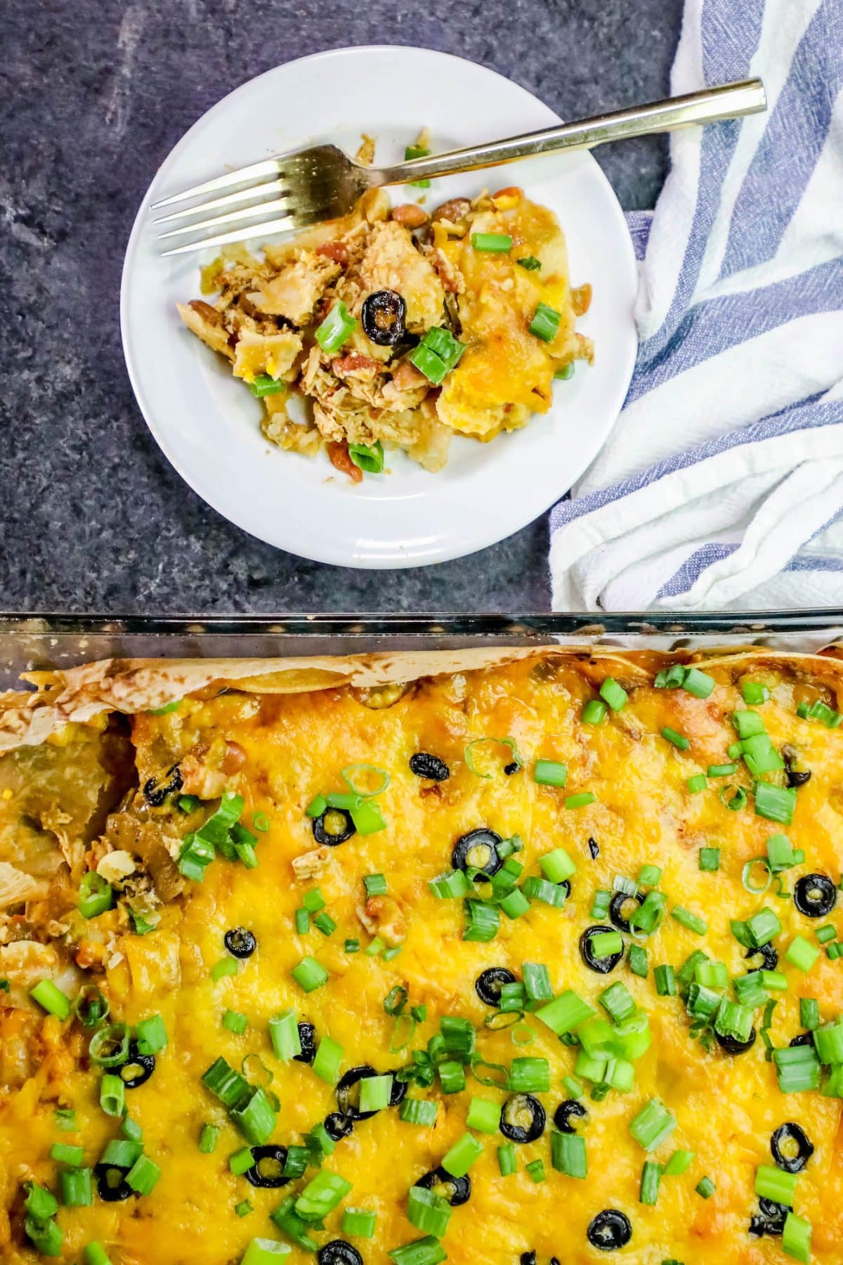 Easy Chicken Enchilada Pie Bake Green Chile Cheesy Layered Enchilada