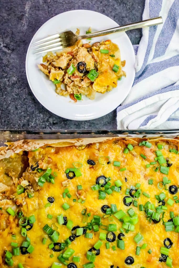 Easy Chicken Enchilada Pie Bake Green Chile Cheesy Layered Enchilada Pie Casserole